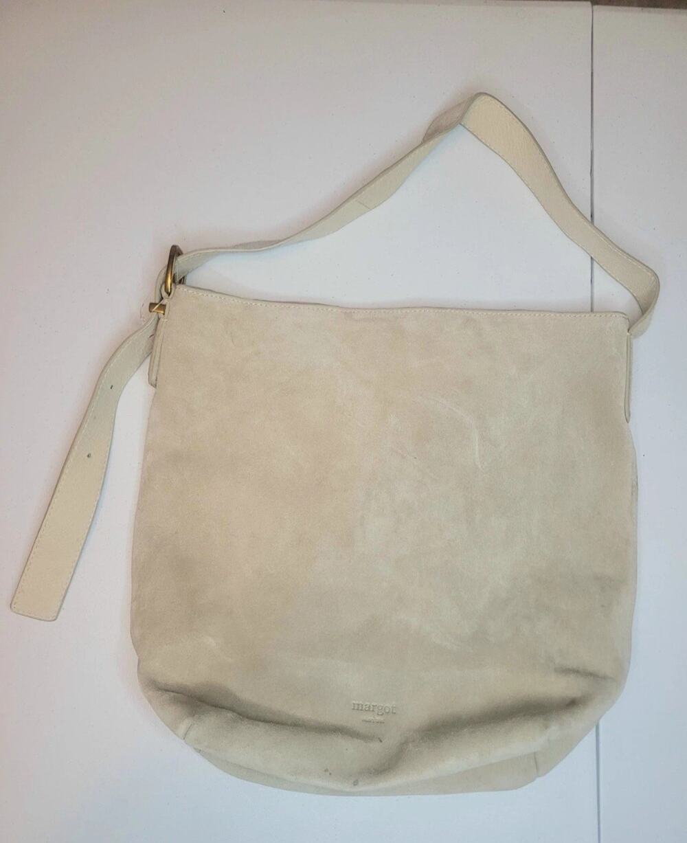 Margot New York Kaye Bucket Suede Leather Tote Bag Beige-Effortless Quiet Luxury